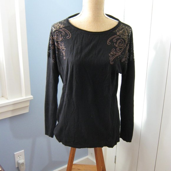 Olsen Black Sweater with Bling - Picture 1 of 5
